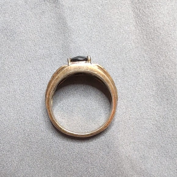 Men's Size 10 Silver 925 Ring With Black Stone And Accents - Picture 11 of 11